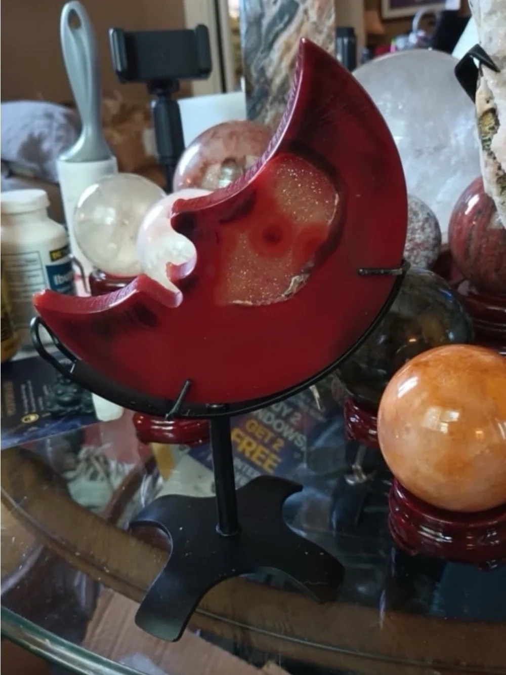 Carnelian moon face with stand
